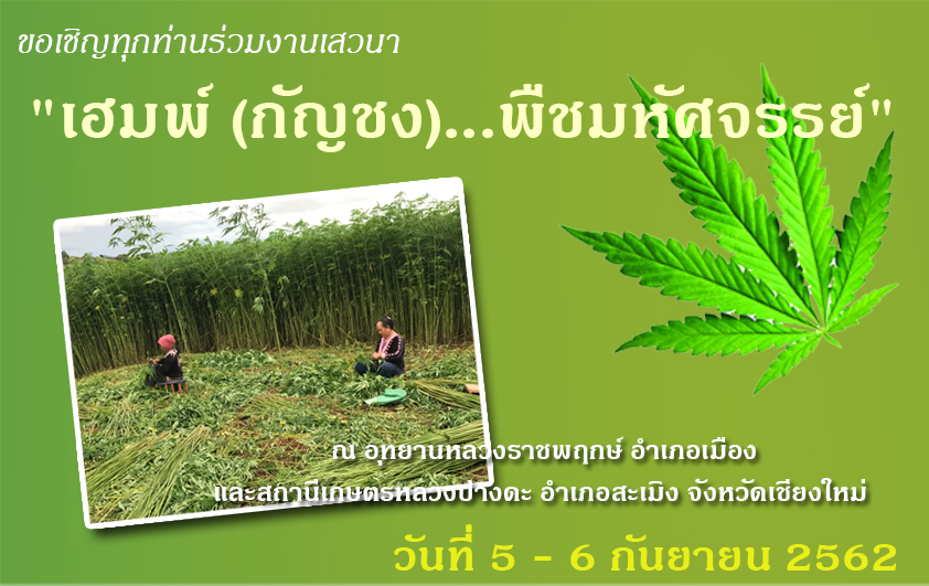 เชิญร่วมงาน  “เฮมพ์ (กัญชง)...พืชมหัศจรรย์”